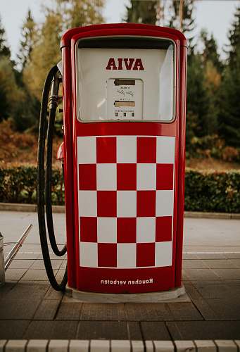 gas station red and white Avia gasoline machine pump